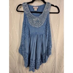 Just Cruisiuy Womens Tank Free Size Embellished‎ Embroidered Boho Hippie READ